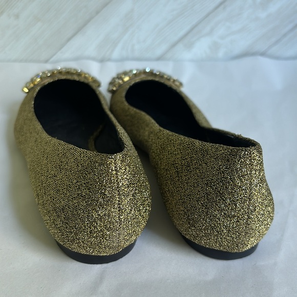 Larroudé Lee Crystal-embellished Gold Flats Size 37 - Picture 7 of 11